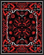 Bold Red Abstract Floral Bandana Rug