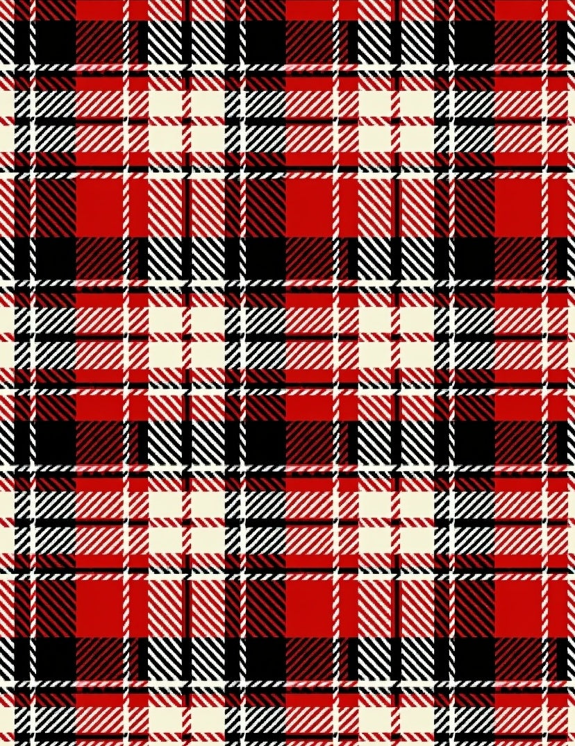 Classic Red Black Ivory Plaid Rug