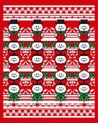 Winter Red Snowman Fair Isle Rug