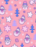 Cute Snowman Penguin Christmas Trees Stars Rug