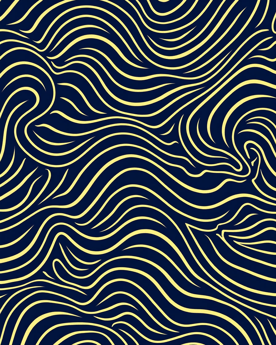 Intertwined Swirls Navy Yellow Rug