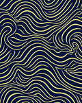 Intertwined Swirls Navy Yellow Rug
