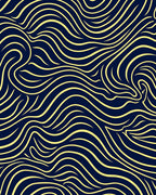 Intertwined Swirls Navy Yellow Rug