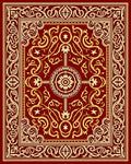 Rich Crimson Gold Scrolling Vine Rug