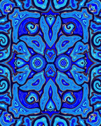 Deep Blue Kaleidoscopic Swirl Rug
