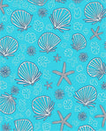 Blue Seashell Starfish Floral Collage Rug