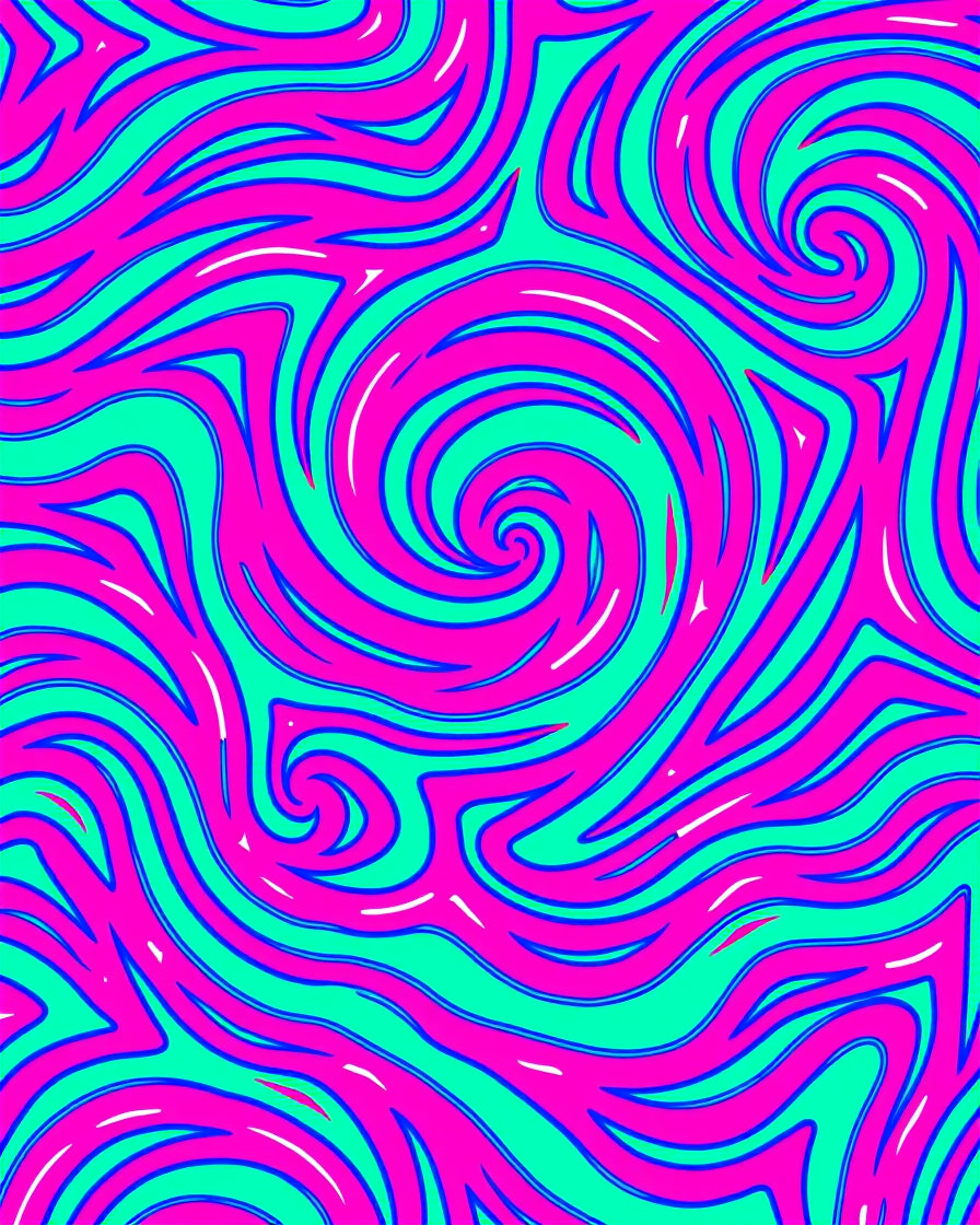 Vibrant Pink Teal Swirl Abstract Rug