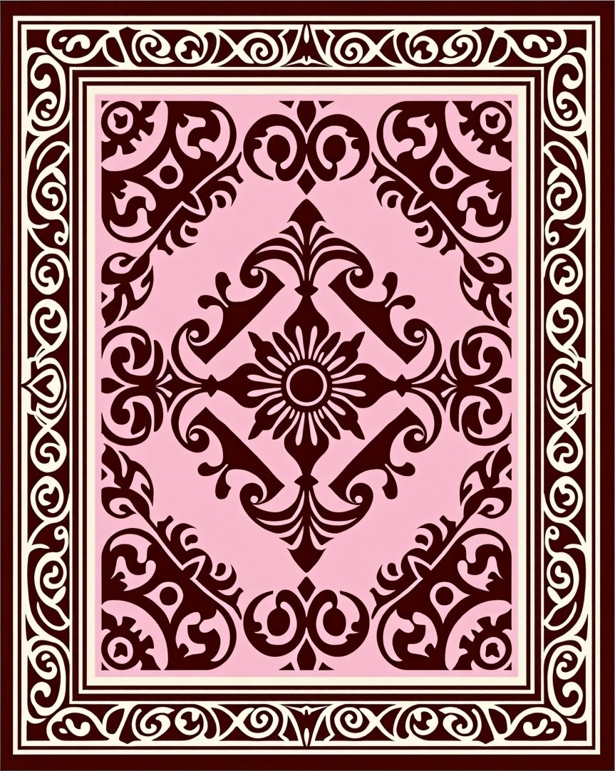 Crimson Baroque Floral Medallion Rug