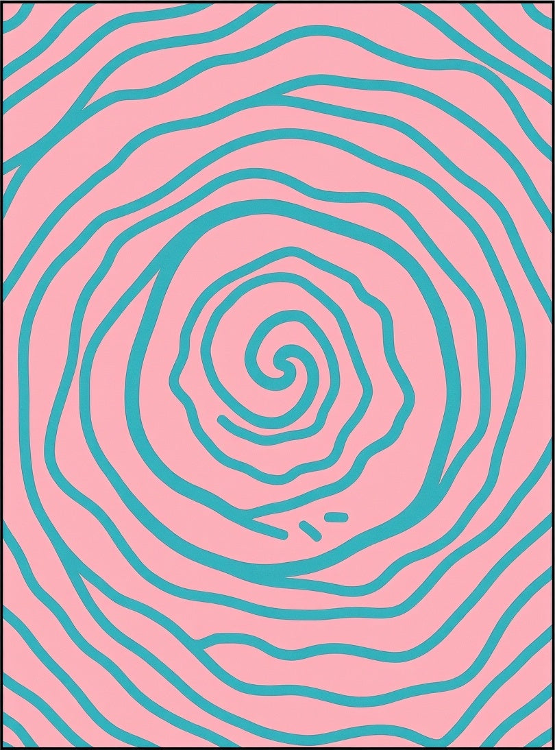 Pink Teal Swirl Organic Waves Rug