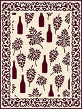 Deep Red Wine Bottle Leaf Border Rug