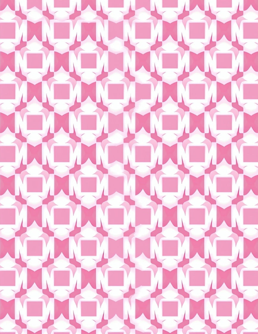 Soft Pink Geometric Square Harmony Rug