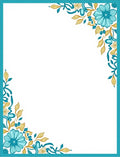 Turquoise Golden Floral Corner Accents Rug