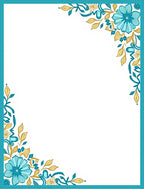 Turquoise Golden Floral Corner Accents Rug