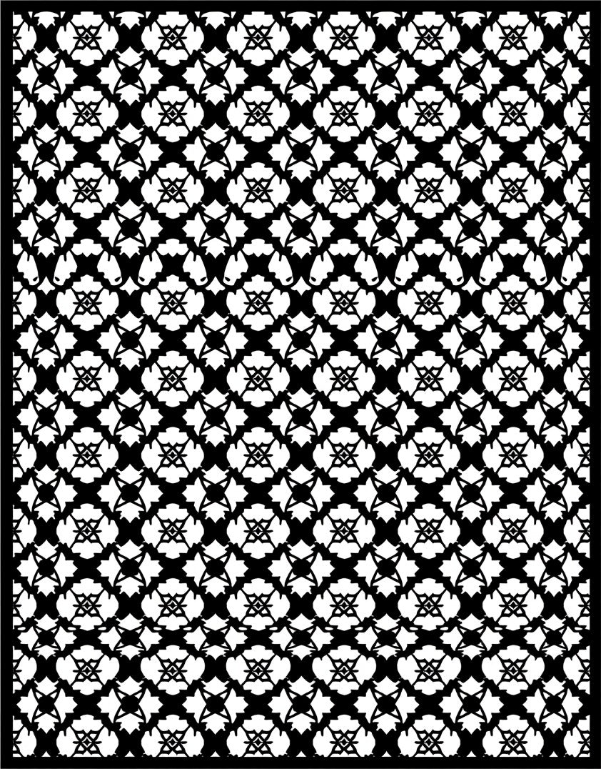 Monochromatic Abstract Geometric Interlocking Shapes Rug