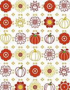 Red Yellow Pumpkin Floral Medley Rug