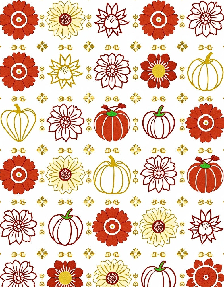 Red Yellow Pumpkin Floral Medley Rug