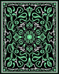 Mint Green Black Floral Scroll Medallion Rug