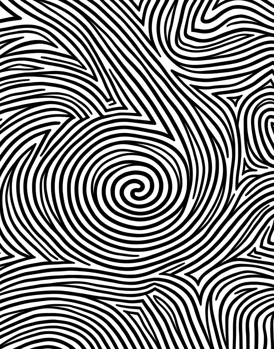 Monochromatic Swirling Labyrinth Lines Rug