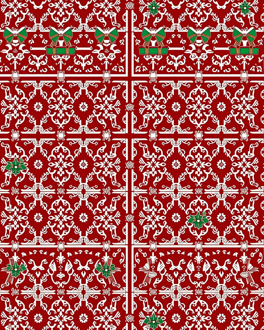 Elegant Red White Scrollwork Festive Gift Rug