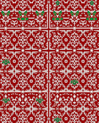 Elegant Red White Scrollwork Festive Gift Rug