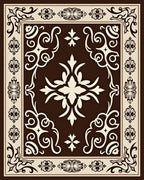 Rich Brown Cream Filigree Medallion Rug