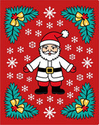 Merry Santa Claus Red White Snowflakes Rug