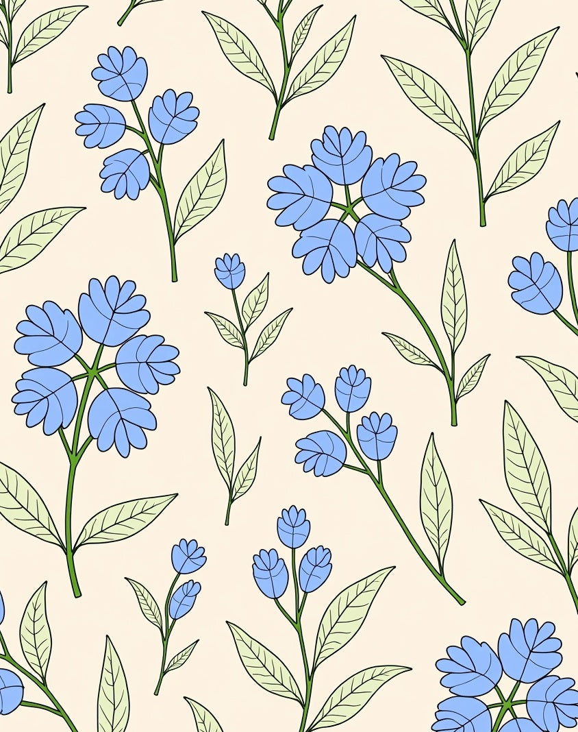 Light Blue Floral Nature Branches Rug