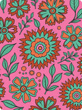 Whimsical Pink Floral Sunburst Rug