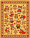 Whimsical Orange Fox Forest Woodland Rug