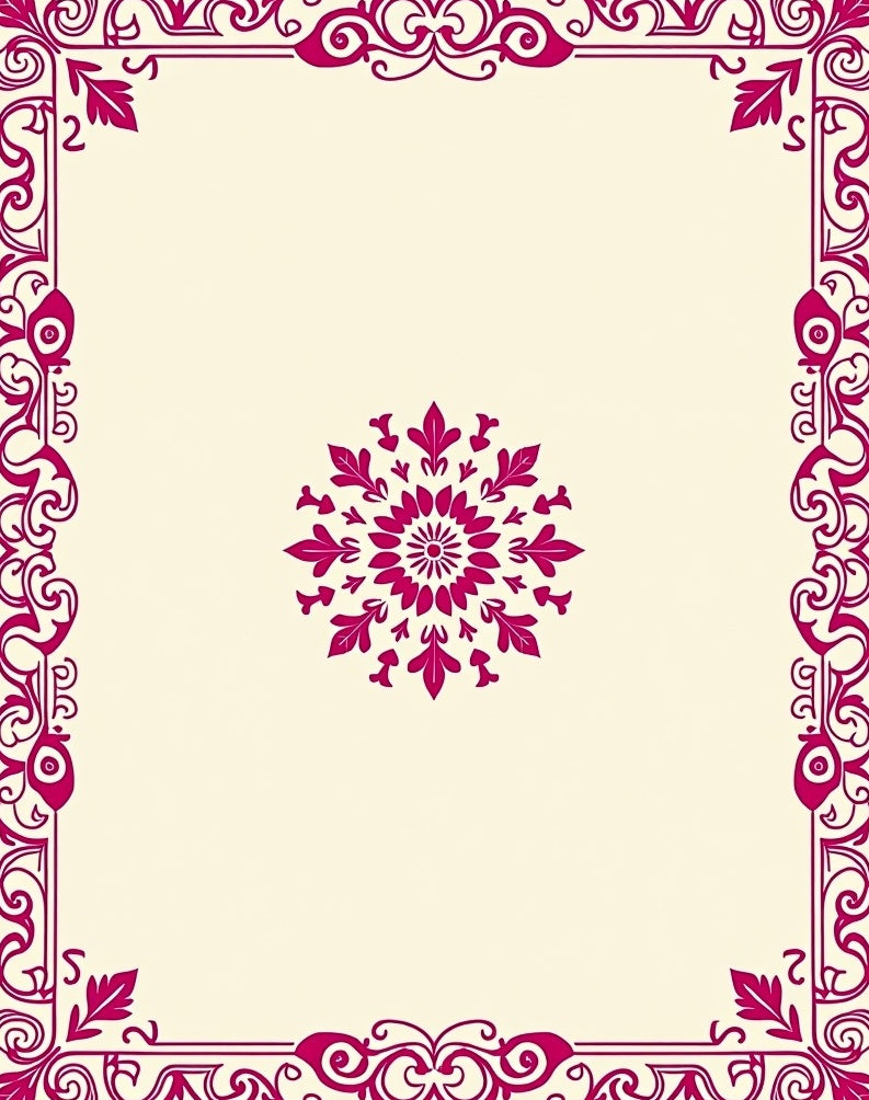 Crimson Mandala Floral Border Rug