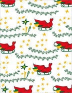 Red Sleighs Yellow Stars Garland Rug