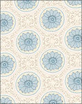 Pale Blue Floral Medallion Cream Background Rug