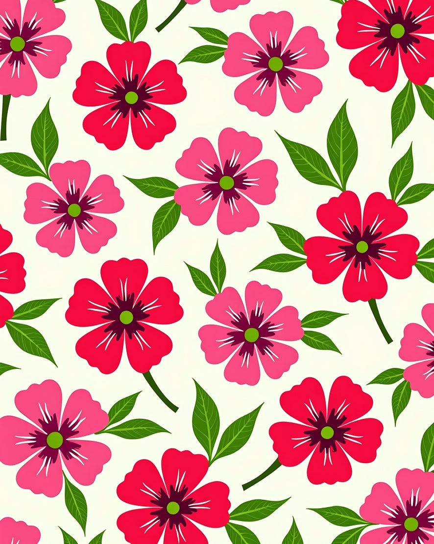 Crimson Pink Floral Garden Leaves Rug