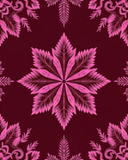 Bright Pink Floral Medallion Burgundy Rug
