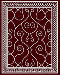 Deep Burgundy Ornate Scrollwork Medallion Rug