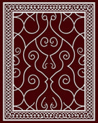 Deep Burgundy Ornate Scrollwork Medallion Rug