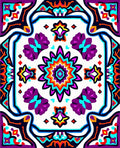 Vibrant Purple Teal Starburst Mandala Rug