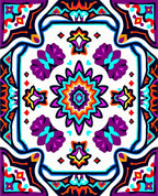 Vibrant Purple Teal Starburst Mandala Rug