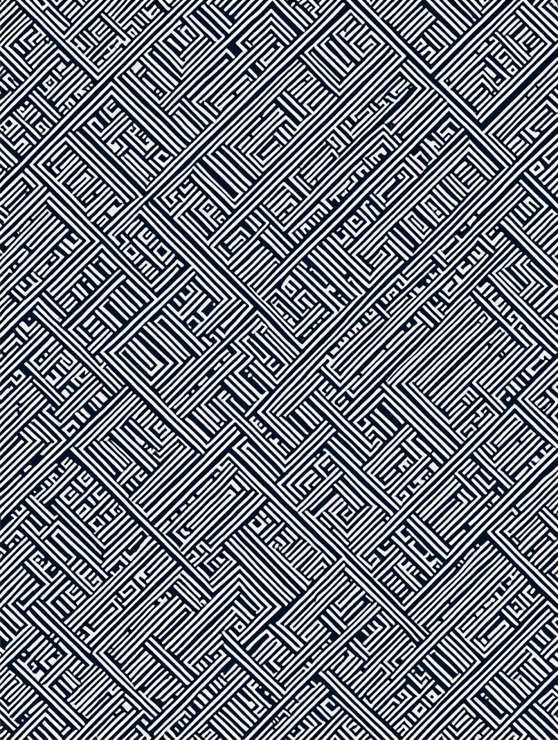 Monochrome Maze Line Art Rug