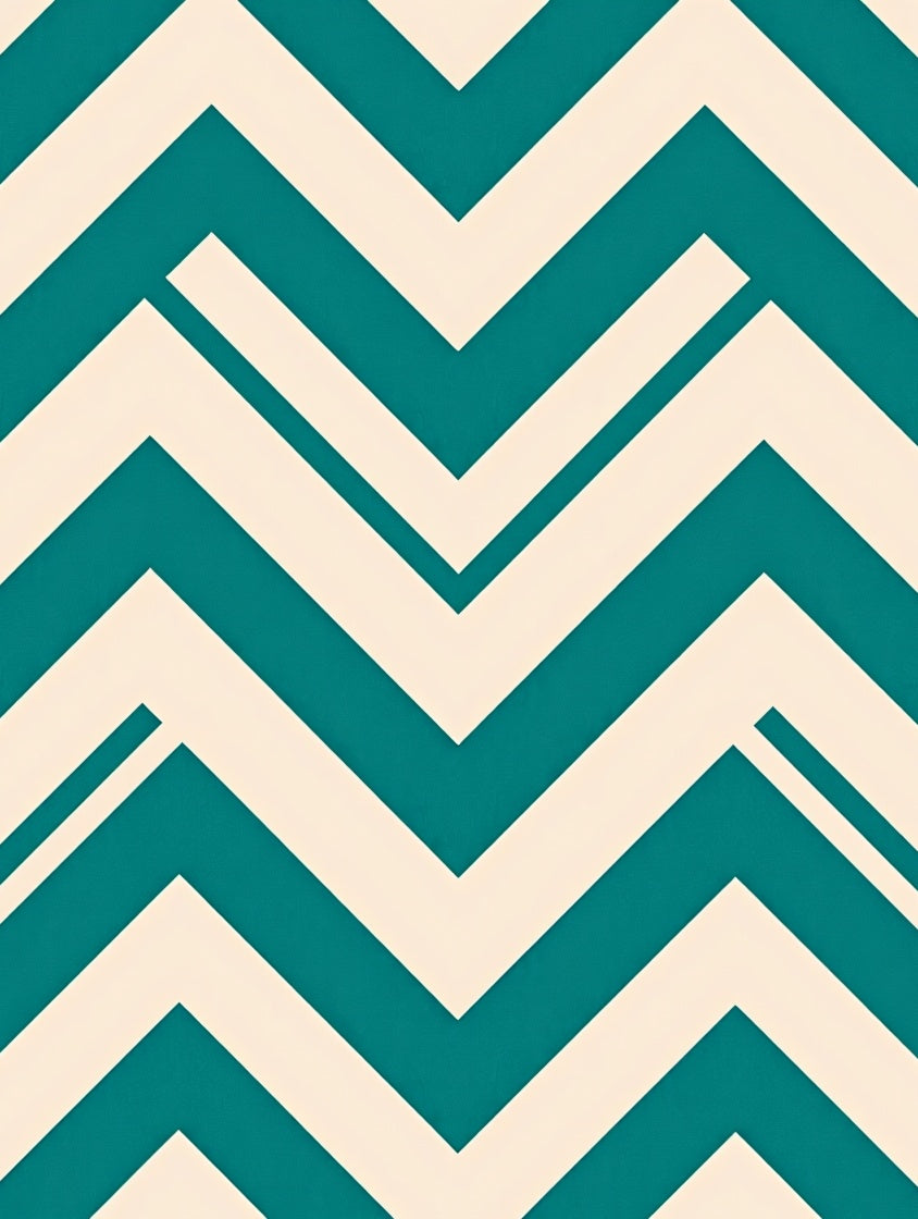 Teal Cream Modern Chevron Lines Rug