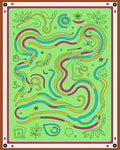 Whimsical Green Maze with Vibrant Swirls Rug
