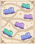 Whimsical Trains Pastel Color Palette Rug