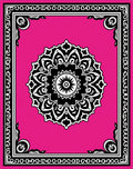 Hot Pink Black Medallion Frame Rug