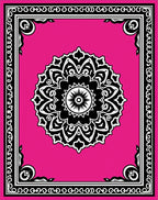 Hot Pink Black Medallion Frame Rug