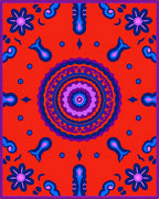 Vibrant Red Floral Medallion Rug