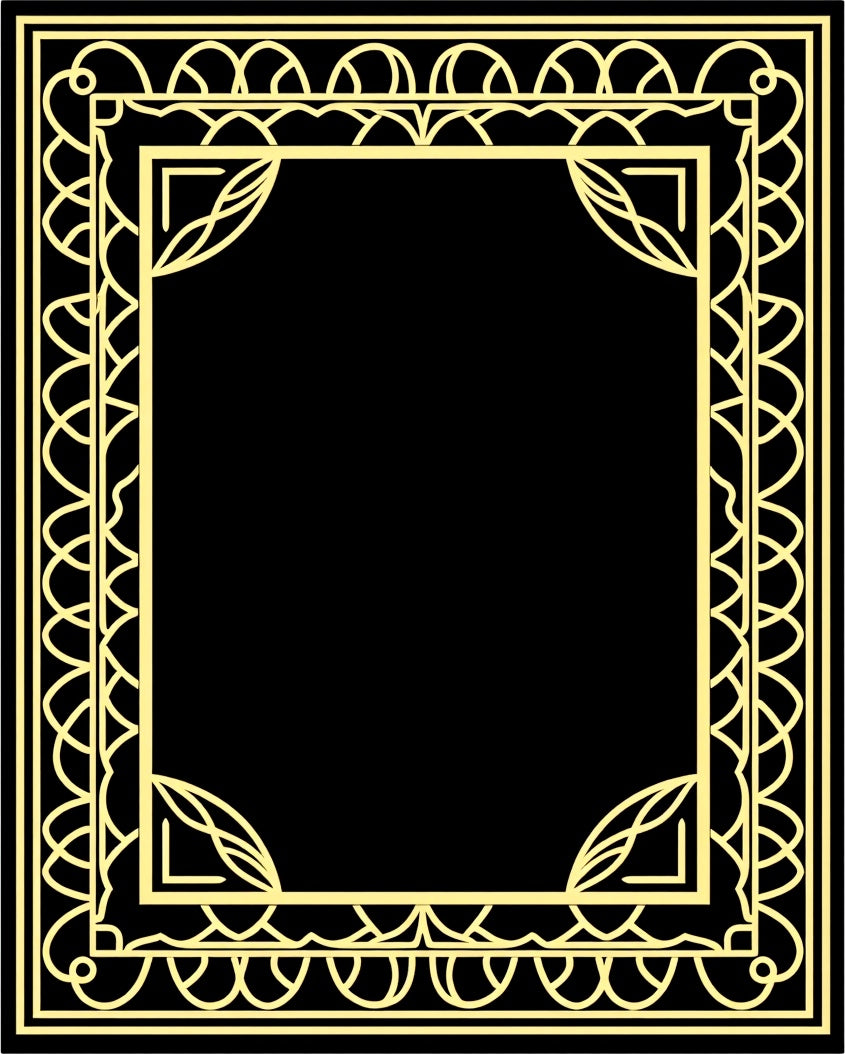Golden Art Deco Geometric Frame Rug