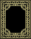 Golden Art Deco Geometric Frame Rug