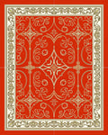 Elegant Gold Red Filigree Medallion Rug