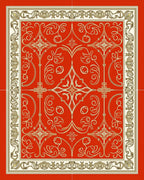 Elegant Gold Red Filigree Medallion Rug