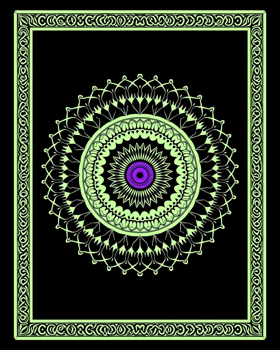Luminous Purple Mandala Border Rug
